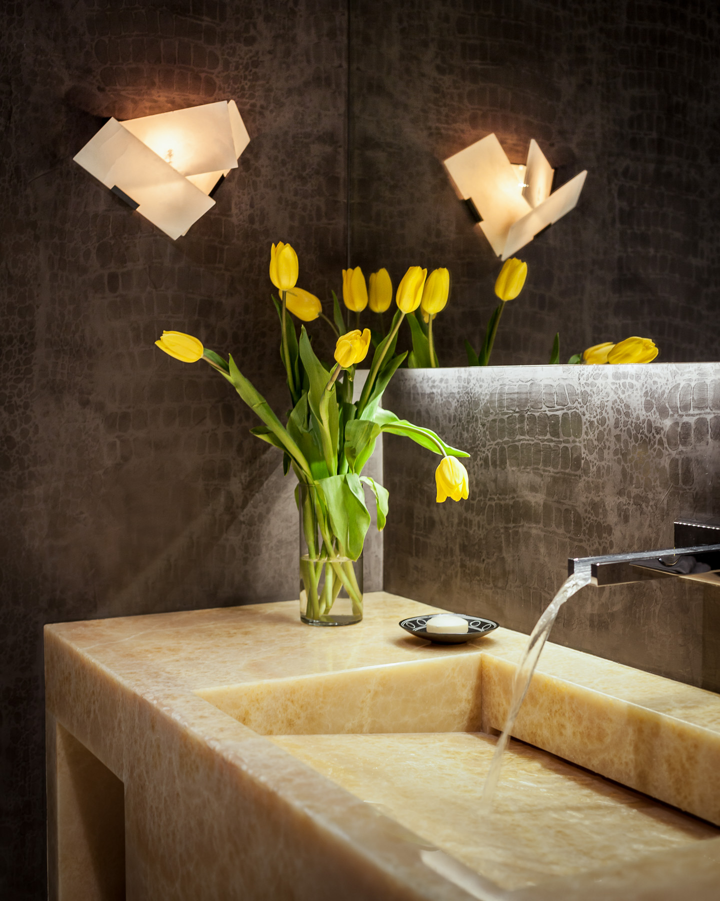 Scott Hargis Interior Design Photographer Powder Room with Tulips in San Francisco by Bayon Design