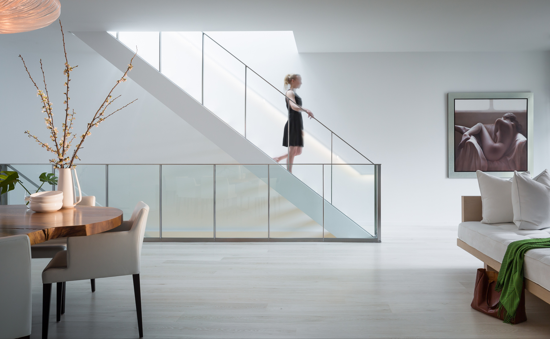 Scott Hargis Interior Design Photographer Staircase with Woman  in Residence by Bayon Design