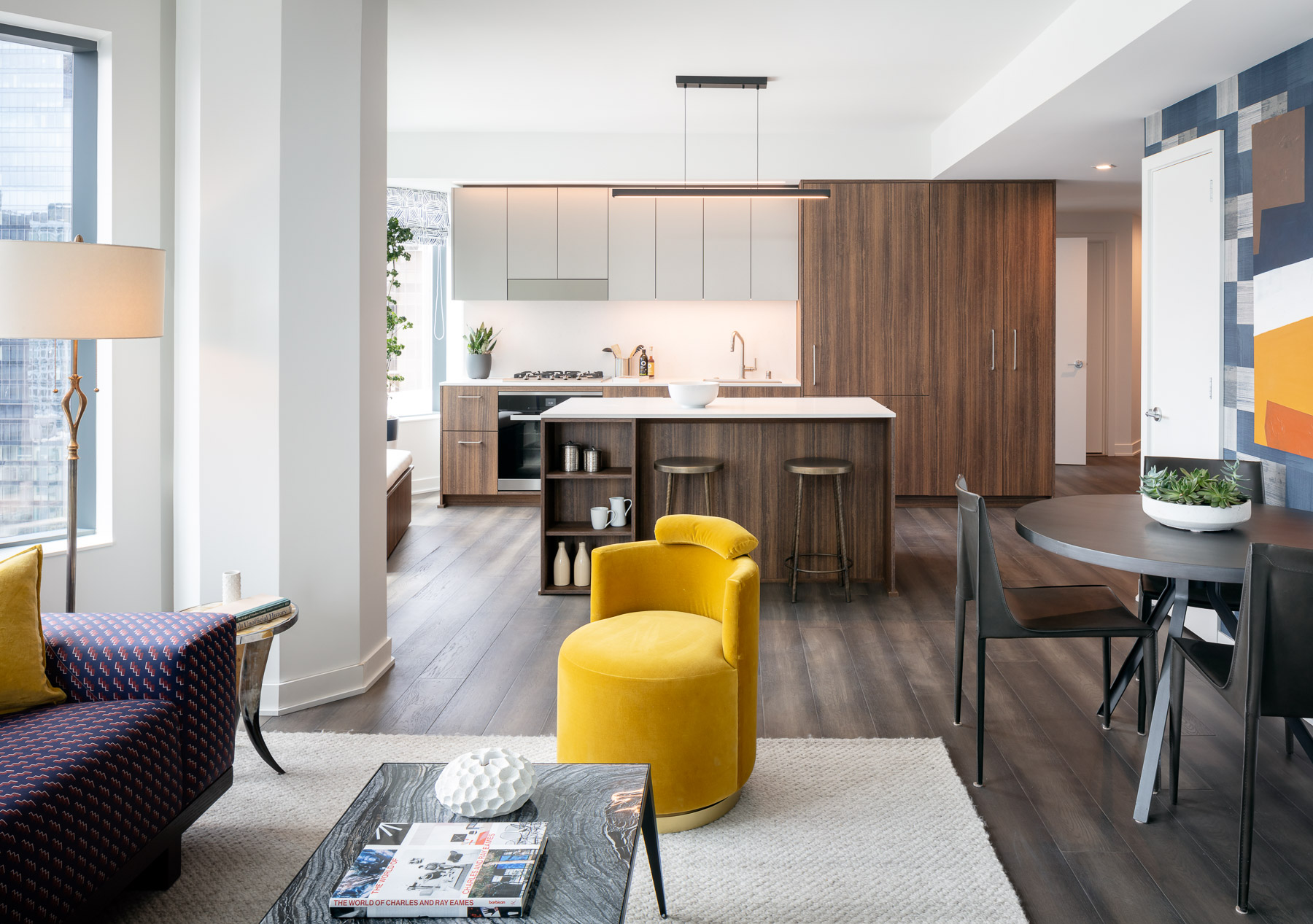 Scott Hargis Interior Design Photographer High Rise Living Room and Kitchen Mira Tower by Studio Gang