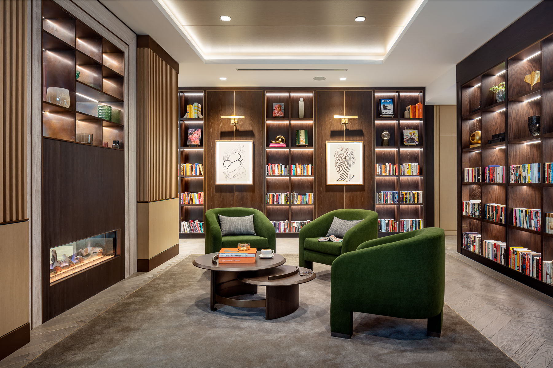 Scott Hargis Interior Design Photographer Senior Living Library by MAWD and Handel Architects